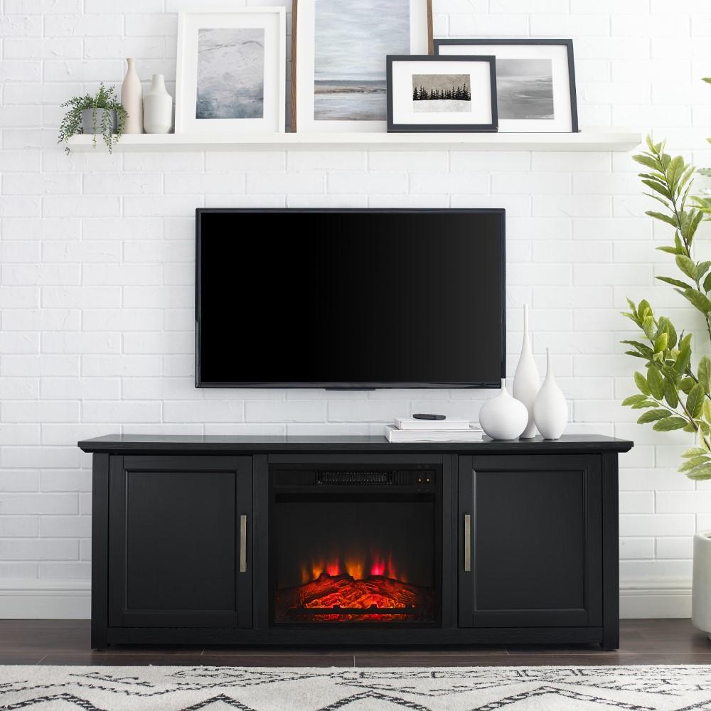 Crosley Furniture - Camden 58in Low Profile Tv Stand With Fireplace Black - KF100558BK veiw 9