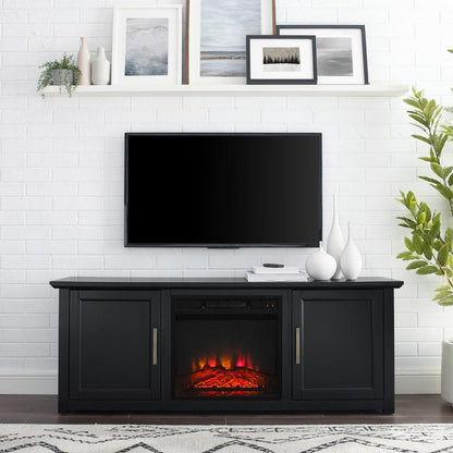 Crosley Furniture - Camden 58in Low Profile Tv Stand With Fireplace Black - KF100558BK veiw 9