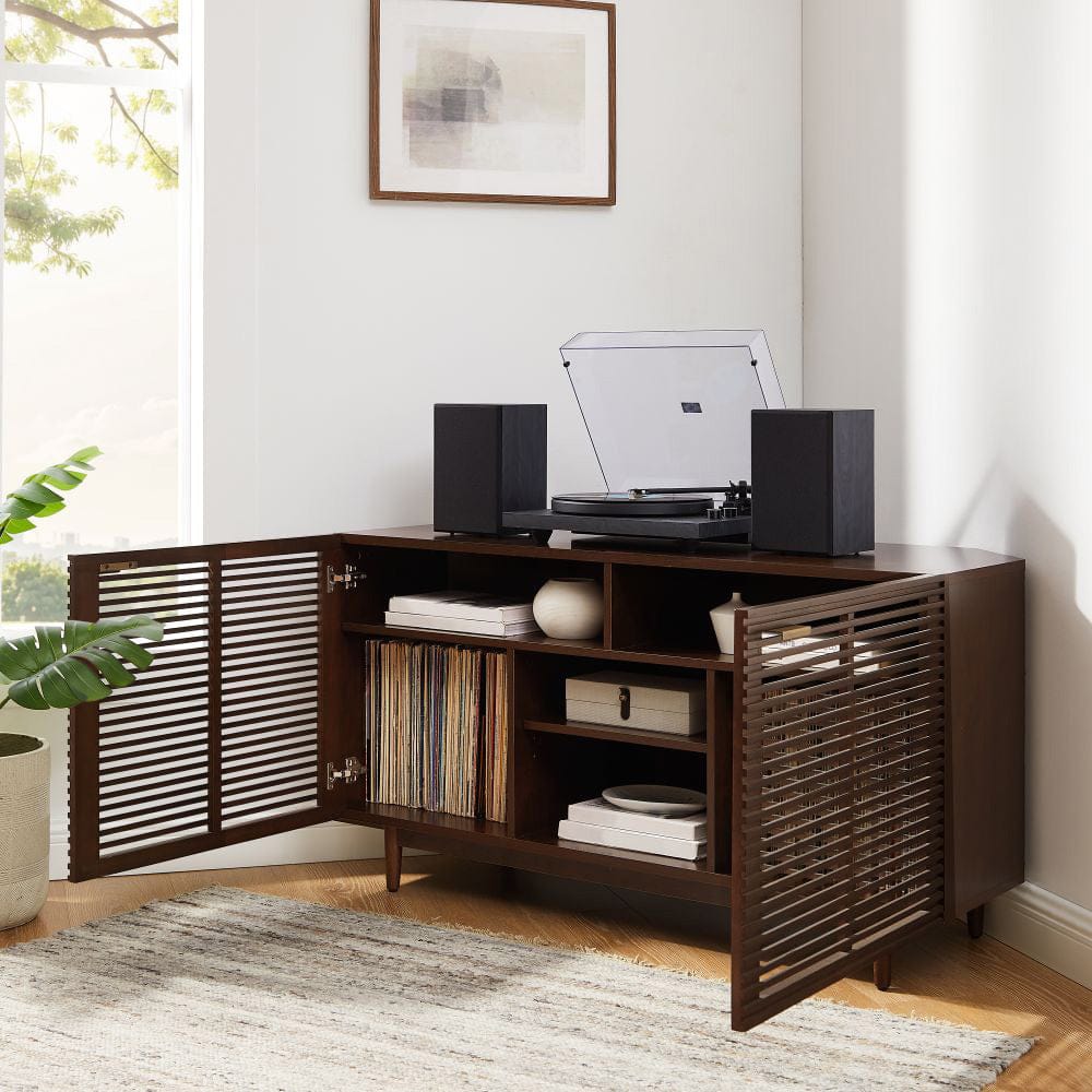 Crosley Furniture - Cameron Corner Record Player Cabinet With Vinyl Storage - CF1177-BR view 9
