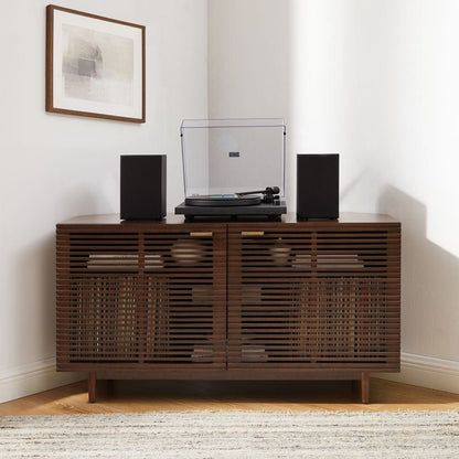 Crosley Furniture - Cameron Corner Record Player Cabinet With Vinyl Storage - CF1177-BR view 0