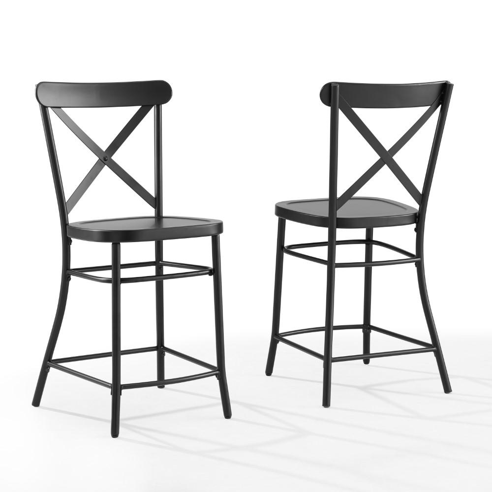 Crosley Furniture - Camille 2 Piece Counter Stool Set Matte Black - 2 Stools - CF500624-MB veiw 1