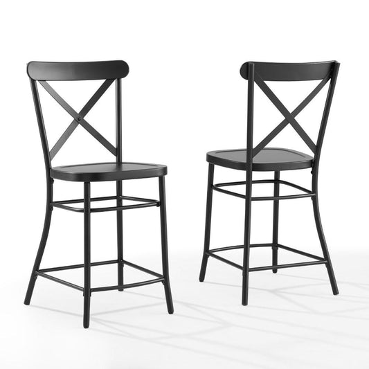 Crosley Furniture - Camille 2 Piece Counter Stool Set Matte Black - 2 Stools - CF500624-MB veiw 1