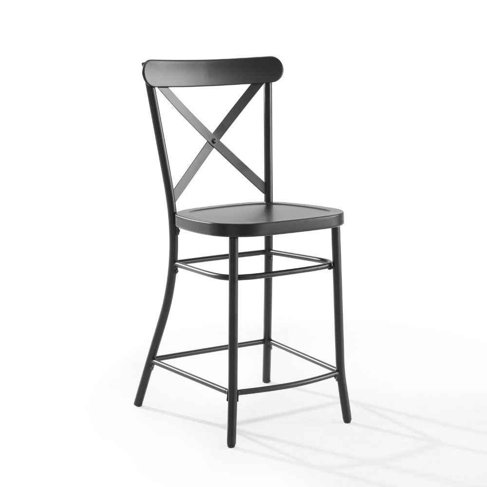 Crosley Furniture - Camille 2 Piece Counter Stool Set Matte Black - 2 Stools - CF500624-MB veiw 3