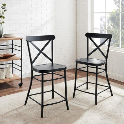 Crosley Furniture - Camille 2 Piece Counter Stool Set Matte Black - 2 Stools - CF500624-MB veiw 4