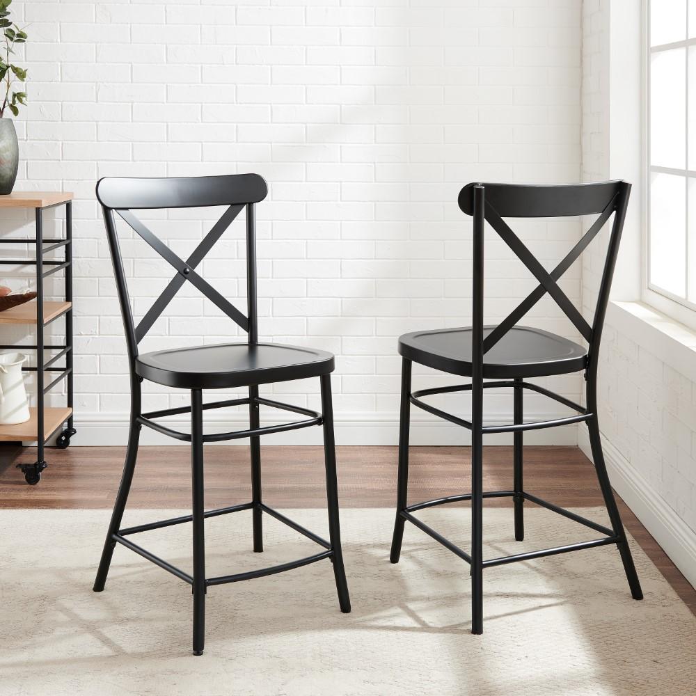 Crosley Furniture - Camille 2 Piece Counter Stool Set Matte Black - 2 Stools - CF500624-MB veiw 7