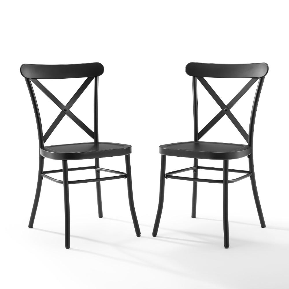 Crosley Furniture - Camille 2 Piece Metal Chair Set Matte Black - 2 Chairs - CF500620-MB veiw 1