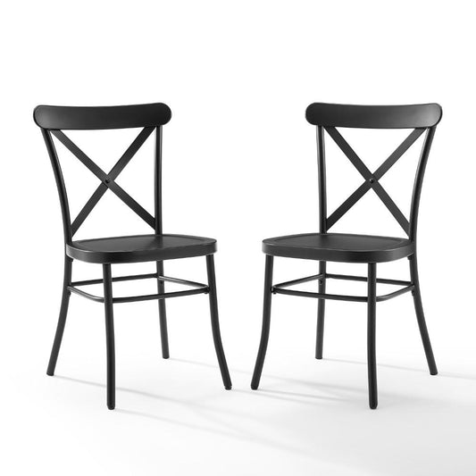 Crosley Furniture - Camille 2 Piece Metal Chair Set Matte Black - 2 Chairs - CF500620-MB veiw 1