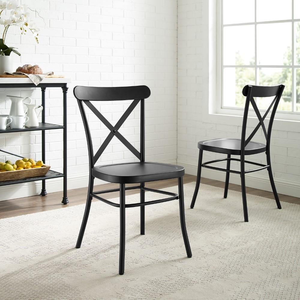 Crosley Furniture - Camille 2 Piece Metal Chair Set Matte Black - 2 Chairs - CF500620-MB veiw 5