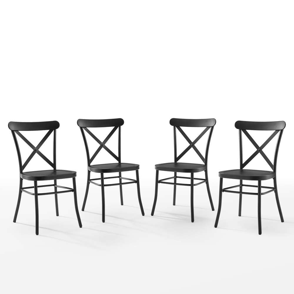 Crosley Furniture - Camille 4-Piece Metal Dining Chair Set Matte Black - 4 Chairs - KF20030MB veiw 3