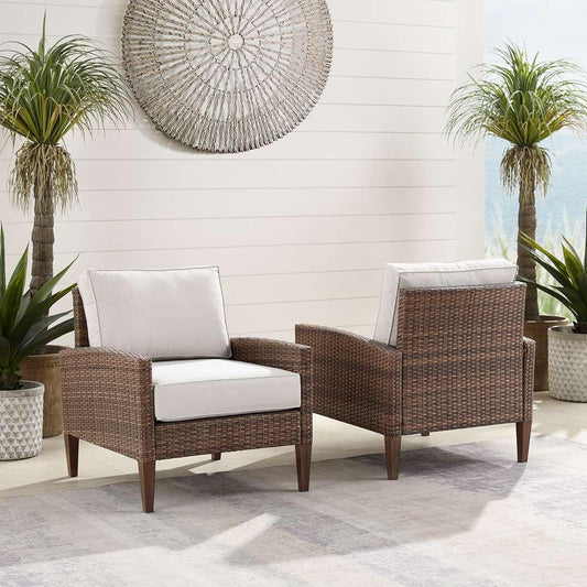 Crosley Furniture - Capella 2Pc Outdoor Wicker Chair Set Creme/Brown - 2 Armchairs - CO7168-BR_CLOSEOUT veiw 1
