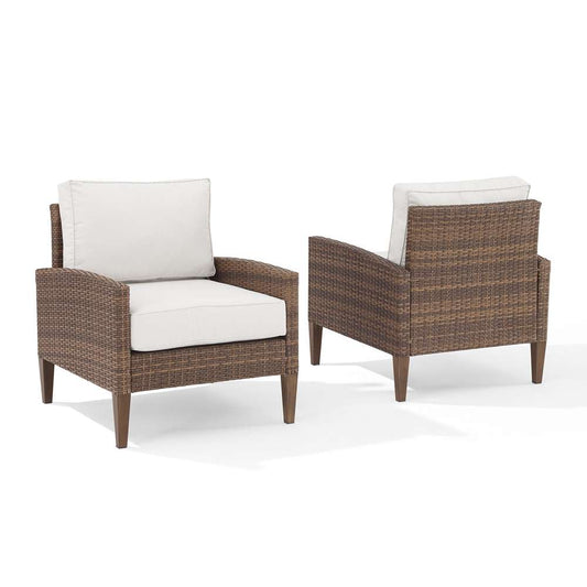 Crosley Furniture - Capella 2Pc Outdoor Wicker Chair Set Creme/Brown - 2 Armchairs - CO7168-BR_CLOSEOUT veiw 2