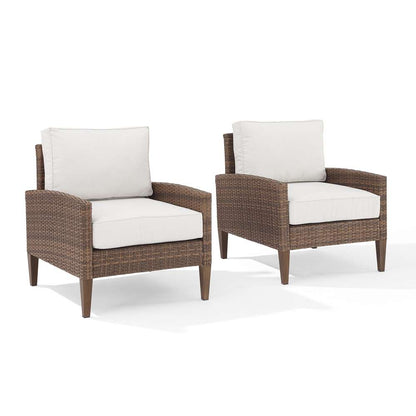 Crosley Furniture - Capella 2Pc Outdoor Wicker Chair Set Creme/Brown - 2 Armchairs - CO7168-BR_CLOSEOUT veiw 3