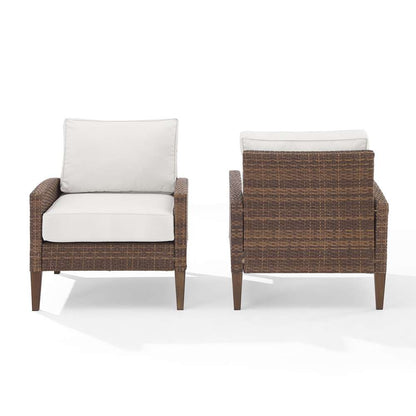 Crosley Furniture - Capella 2Pc Outdoor Wicker Chair Set Creme/Brown - 2 Armchairs - CO7168-BR_CLOSEOUT veiw 4