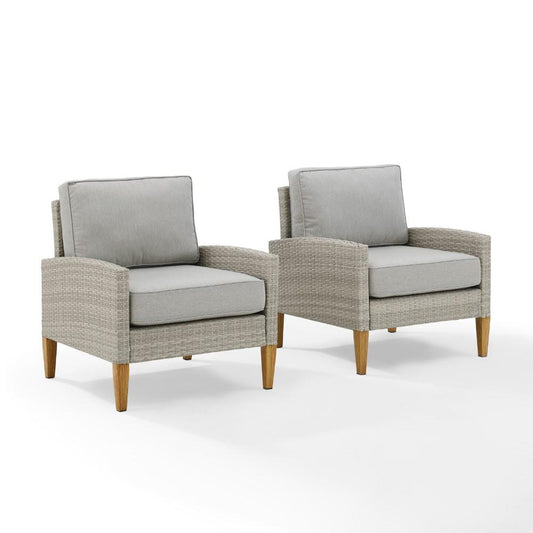 Crosley Furniture - Capella Outdoor Wicker 2 Piece Chair Set Gray/Acorn - 2 Chairs - CO7168-GY_CLOSEOUT veiw 1