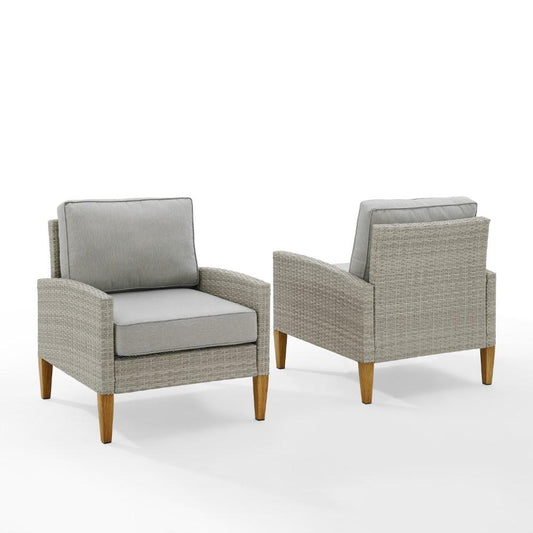 Crosley Furniture - Capella Outdoor Wicker 2 Piece Chair Set Gray/Acorn - 2 Chairs - CO7168-GY_CLOSEOUT veiw 2