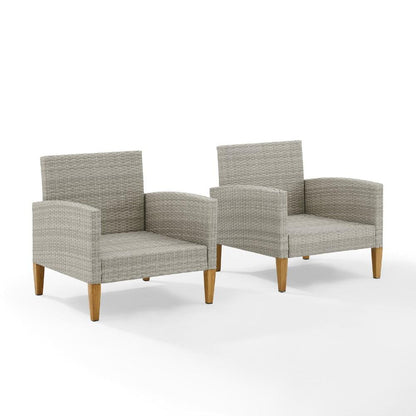 Crosley Furniture - Capella Outdoor Wicker 2 Piece Chair Set Gray/Acorn - 2 Chairs - CO7168-GY_CLOSEOUT veiw 4