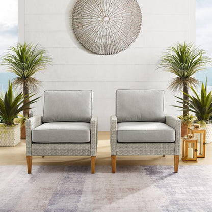 Crosley Furniture - Capella Outdoor Wicker 2 Piece Chair Set Gray/Acorn - 2 Chairs - CO7168-GY_CLOSEOUT veiw 9