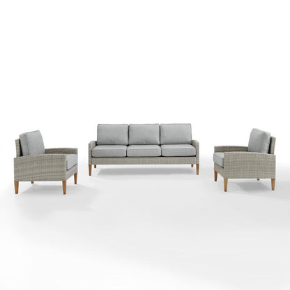 Crosley Furniture - Capella Outdoor Wicker 3 Piece Sofa Set Gray/Acorn - Sofa & 2 Chairs - KO70193GY-AC_CLOSEOUT veiw 2