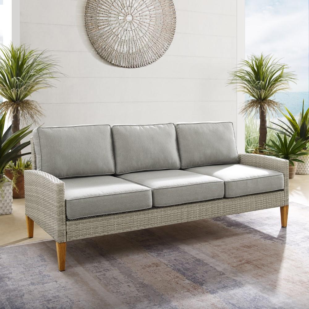 Crosley Furniture - Capella Outdoor Wicker Sofa Gray/Acorn - KO70194GY-AC veiw 8