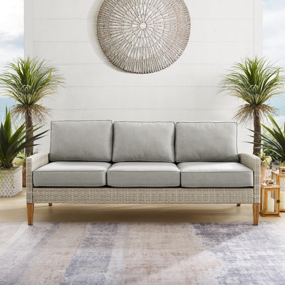 Crosley Furniture - Capella Outdoor Wicker Sofa Gray/Acorn - KO70194GY-AC veiw 9