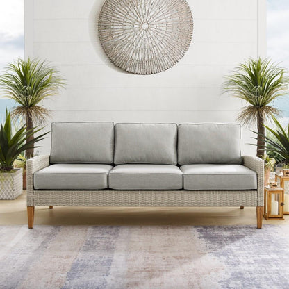 Crosley Furniture - Capella Outdoor Wicker Sofa Gray/Acorn - KO70194GY-AC veiw 9