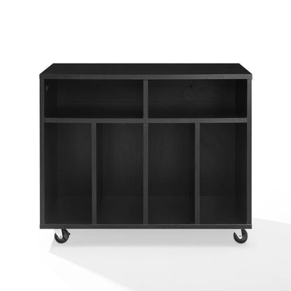 Crosley Furniture - Carlo Rolling Record Player Stand With Vinyl Storage - CF1134-BK view 2