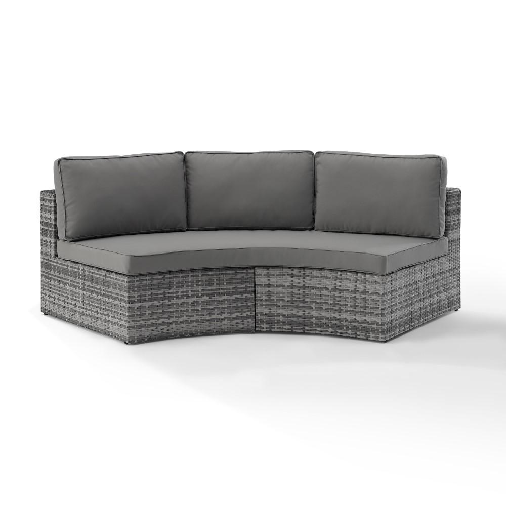 Crosley Furniture - Catalina Outdoor Wicker Round Sectional Sofa Gray - CO7120-GY view 1