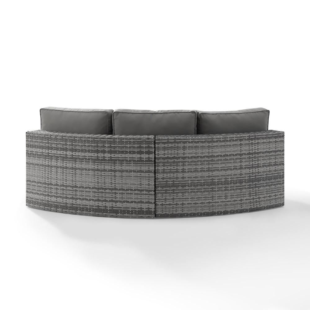 Crosley Furniture - Catalina Outdoor Wicker Round Sectional Sofa Gray - CO7120-GY_CLOSEOUT veiw 3