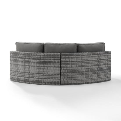 Crosley Furniture - Catalina Outdoor Wicker Round Sectional Sofa Gray - CO7120-GY_CLOSEOUT veiw 3