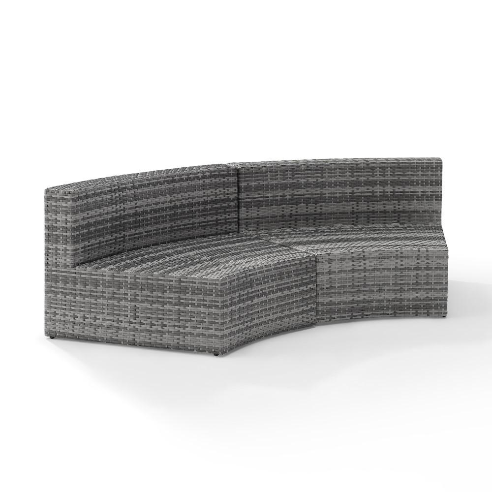 Crosley Furniture - Catalina Outdoor Wicker Round Sectional Sofa Gray - CO7120-GY_CLOSEOUT veiw 4