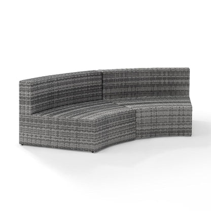 Crosley Furniture - Catalina Outdoor Wicker Round Sectional Sofa Gray - CO7120-GY_CLOSEOUT veiw 4