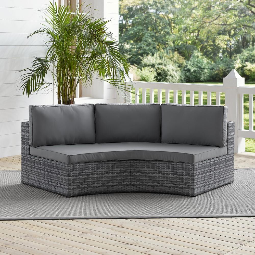 Crosley Furniture - Catalina Outdoor Wicker Round Sectional Sofa Gray - CO7120-GY_CLOSEOUT veiw 7
