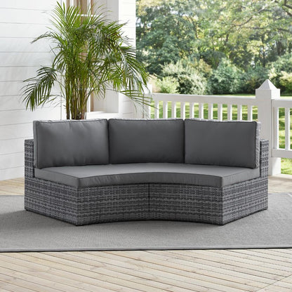 Crosley Furniture - Catalina Outdoor Wicker Round Sectional Sofa Gray - CO7120-GY_CLOSEOUT veiw 7