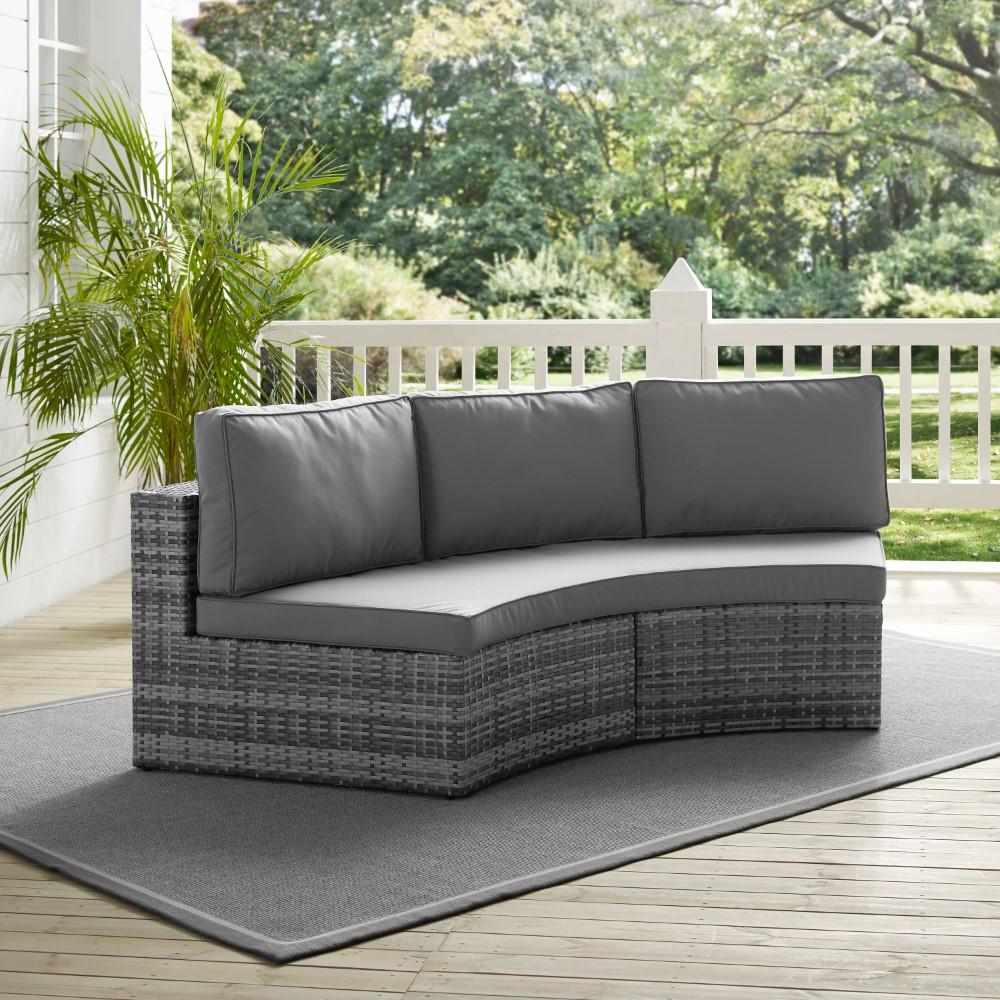 Crosley Furniture - Catalina Outdoor Wicker Round Sectional Sofa Gray - CO7120-GY_CLOSEOUT veiw 8