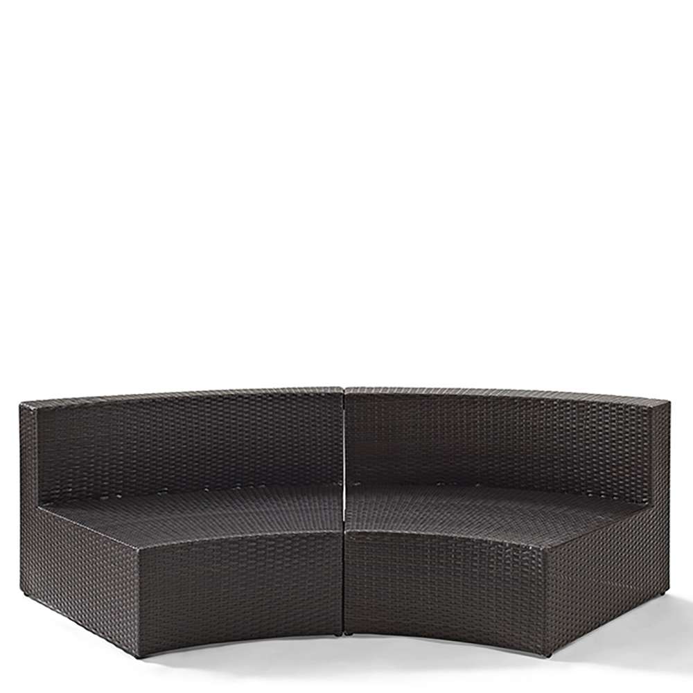 Crosley Furniture - Catalina Outdoor Wicker Round Sectional Sofa with Sand Cushions - CO7120-BR_CLOSEOUT veiw 3