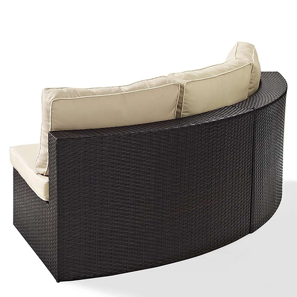 Crosley Furniture - Catalina Outdoor Wicker Round Sectional Sofa with Sand Cushions - CO7120-BR_CLOSEOUT veiw 4