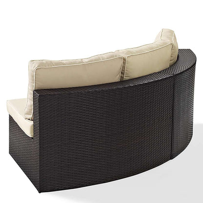 Crosley Furniture - Catalina Outdoor Wicker Round Sectional Sofa with Sand Cushions - CO7120-BR_CLOSEOUT veiw 4