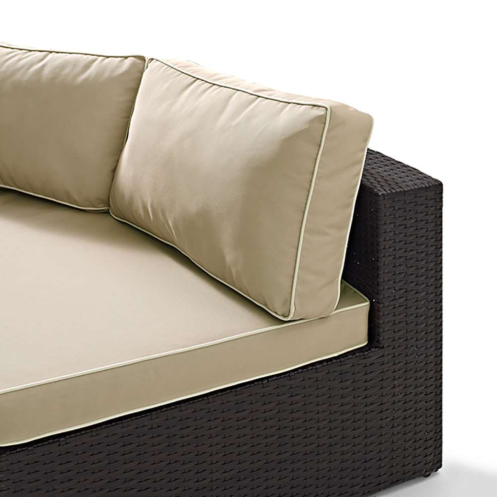 Crosley Furniture - Catalina Outdoor Wicker Round Sectional Sofa with Sand Cushions - CO7120-BR_CLOSEOUT veiw 5