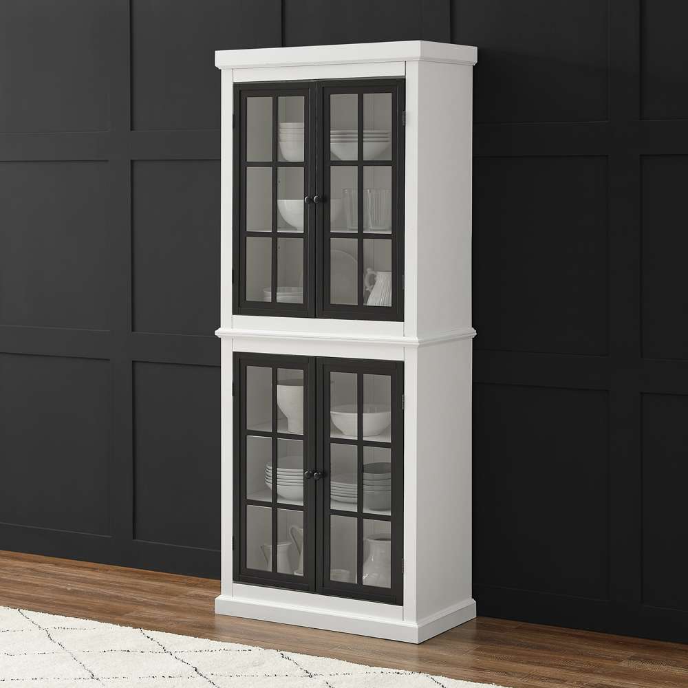 Crosley Furniture Cecily Tall Storage Pantry White/Matte Black - 2 Stackable Pantries - KF33023-WH veiw 1