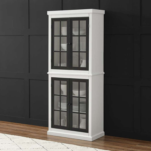 Crosley Furniture Cecily Tall Storage Pantry White/Matte Black - 2 Stackable Pantries - KF33023-WH veiw 1