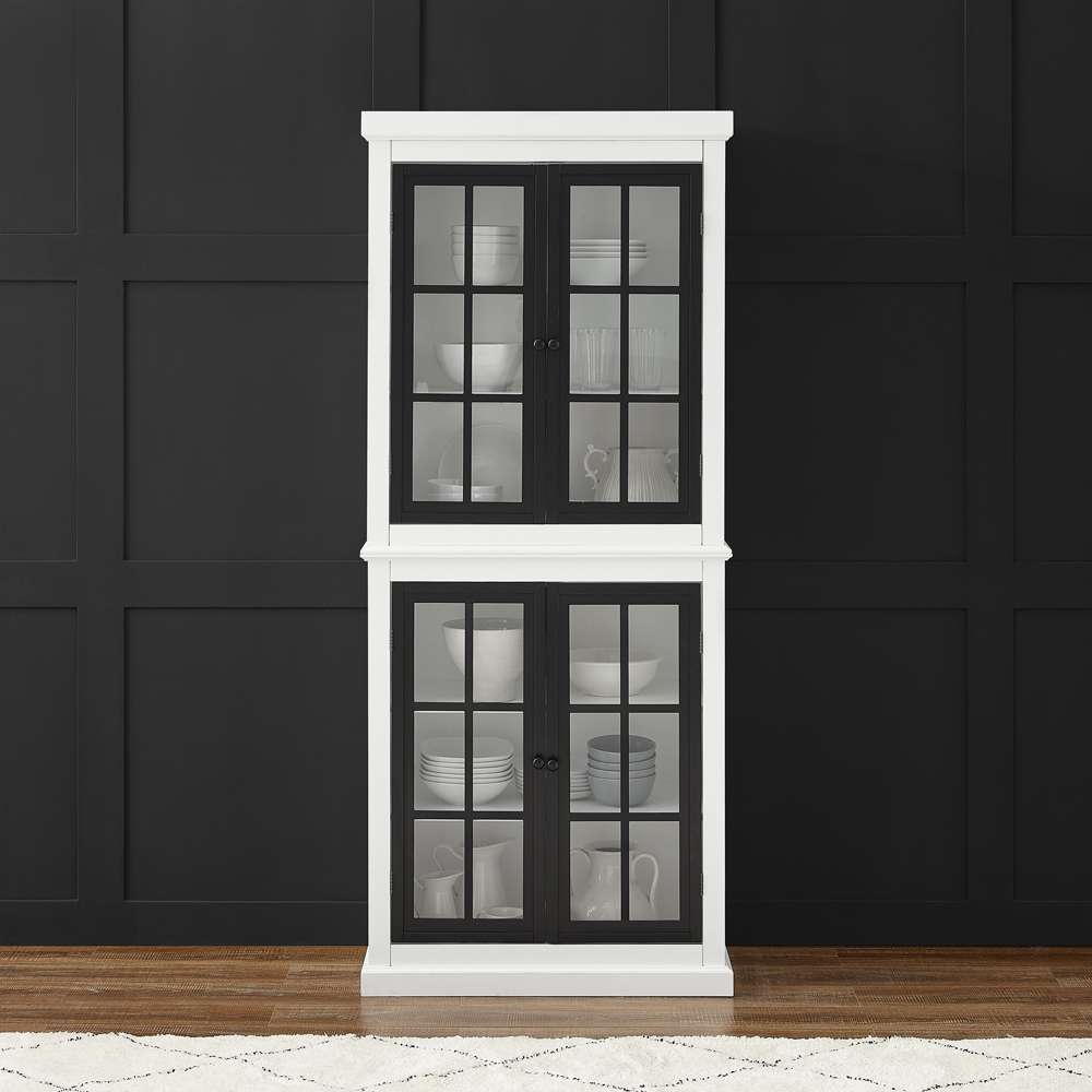 Crosley Furniture Cecily Tall Storage Pantry White/Matte Black - 2 Stackable Pantries - KF33023-WH veiw 2