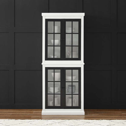 Crosley Furniture Cecily Tall Storage Pantry White/Matte Black - 2 Stackable Pantries - KF33023-WH veiw 2