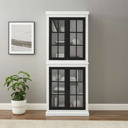 Crosley Furniture Cecily Tall Storage Pantry White/Matte Black - 2 Stackable Pantries - KF33023-WH veiw 4