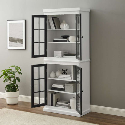 Crosley Furniture Cecily Tall Storage Pantry White/Matte Black - 2 Stackable Pantries - KF33023-WH veiw 5