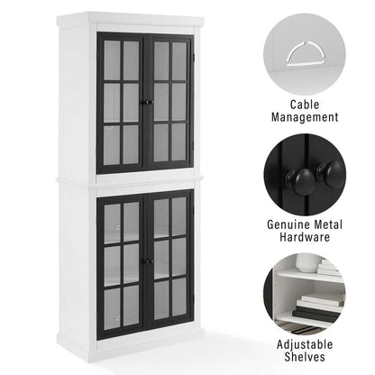 Crosley Furniture Cecily Tall Storage Pantry White/Matte Black - 2 Stackable Pantries - KF33023-WH veiw 6