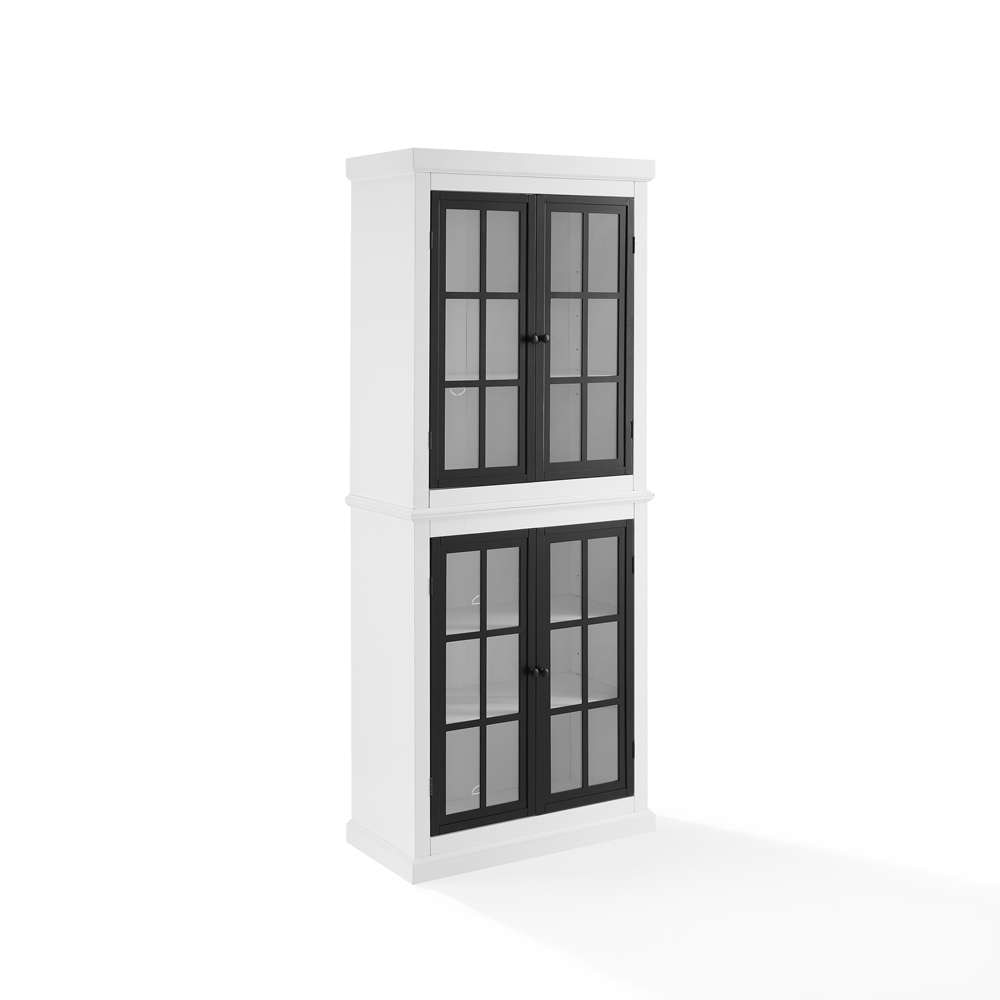 Crosley Furniture Cecily Tall Storage Pantry White/Matte Black - 2 Stackable Pantries - KF33023-WH veiw 9