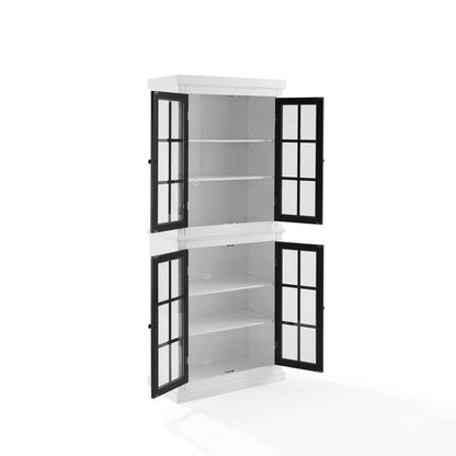 Crosley Furniture Cecily Tall Storage Pantry White/Matte Black - 2 Stackable Pantries - KF33023-WH veiw 11