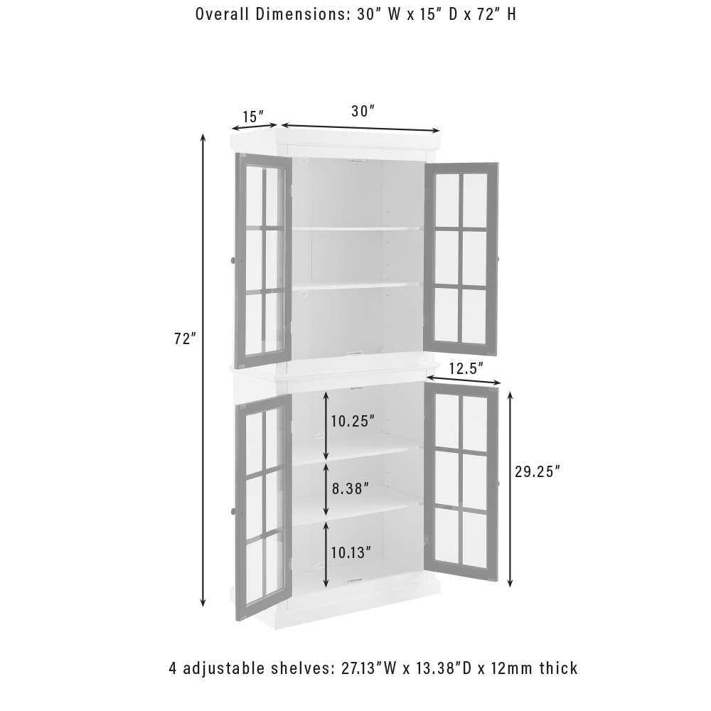 Crosley Furniture Cecily Tall Storage Pantry White/Matte Black - 2 Stackable Pantries - KF33023-WH veiw 13