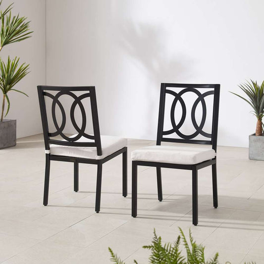 Crosley Furniture - Chambers 2Pc Outdoor Dining Chair Set Creme/Matte Black - 2 Chairs - KO60053MB-CR_CLOSEOUT veiw 2