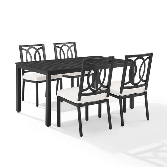 Crosley Furniture - Chambers 5Pc Outdoor Dining Set Creme/Matte Black - Table & 4 Chairs - KO60054MB-CR view 1